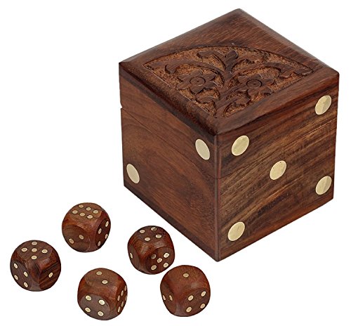 Preisvergleich Produktbild SKAVIJ Handgemachte Hölzerne Dekorative Und Spielende Würfel Mit Aufbewahrungsbox