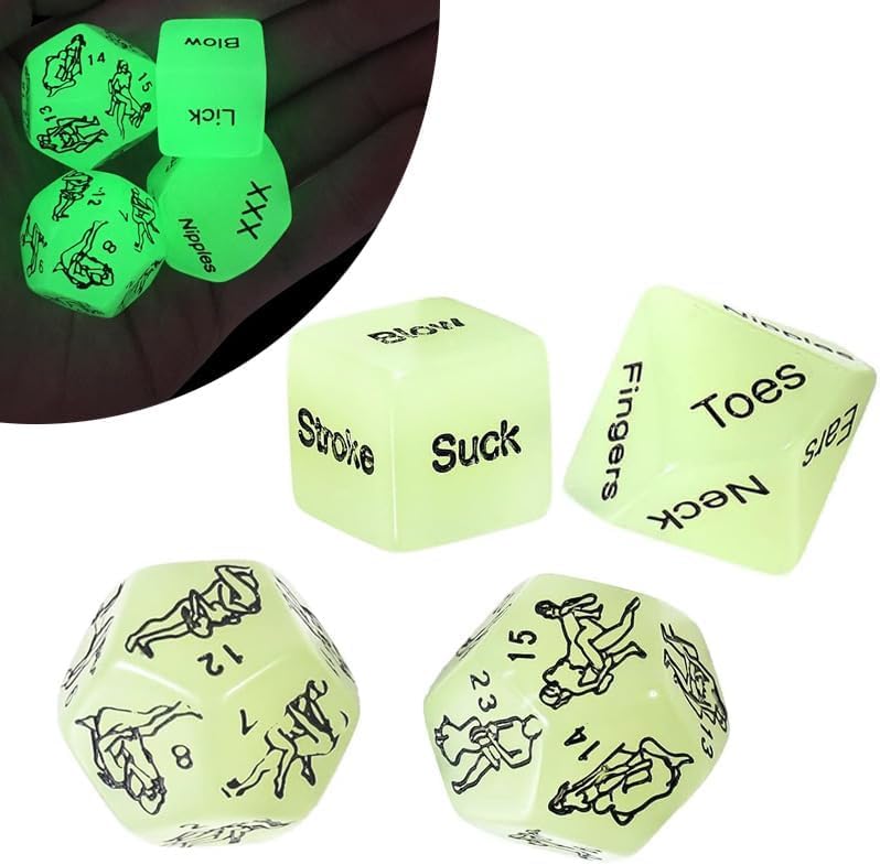 4 Pcs Dice Set Couple Games Date Night Dice, Glow in The Dark Couples Decision Dice Toys for Romantic Ideas, Funny Naughty Gift for Adults Boyfriend Girlfriend Men or Women WQ06