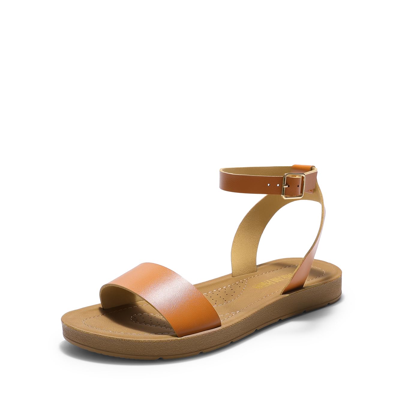 DREAM PAIRS Women's Ankle Strap Flat Sandals | Single-band, Open-toe Design with Adjustable Slingback Strap, Lightweight Outsole &amp; Versatile Style for Daily Summer Wear