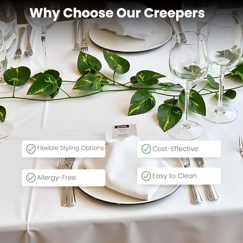 Image of Go Hooked Artificial Hanging Creeper for Home Decor (Pack of 8, 7 Ft) | Green Arrowhead Leaf Garland with 4x3 cm, 72 Leaves Each | Plastic Decorative Creeper for Balcony, Walls & Garden Decoration