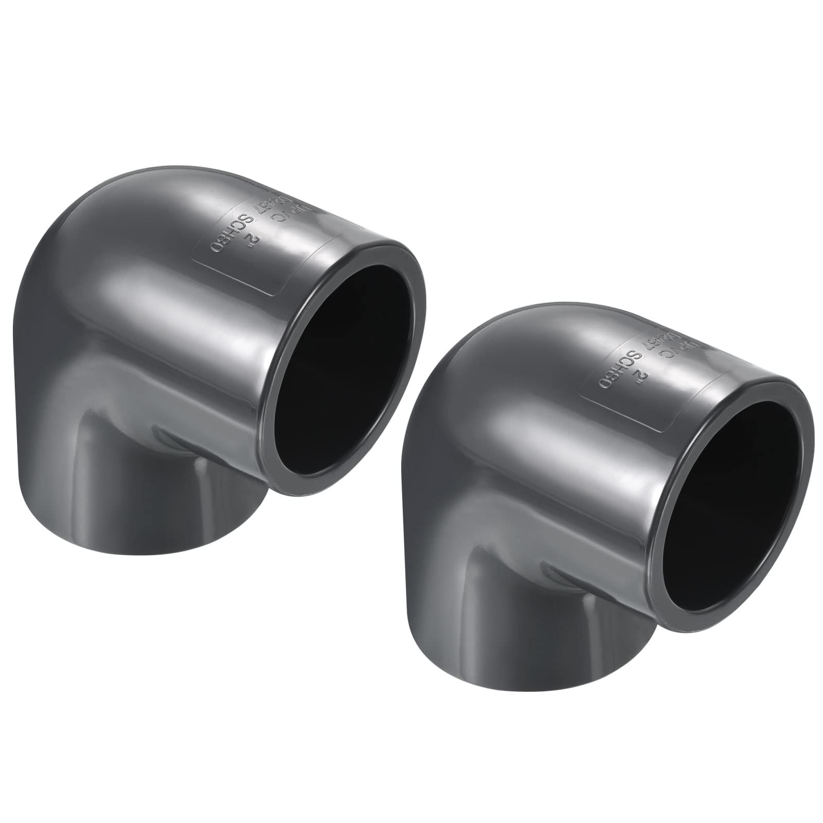 PATIKIL UPVC Tubo Raccordo Gomito Programma 80 2" Presa, 2pz 90 Gradi Adattatore Connettore, Grigio