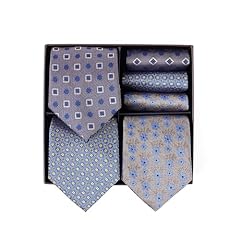 Idea Regalo - BRERA 67-3 Pezzi Cravatta Uomo elegante + 3 Pezzi fazzoletto da taschino uomo, Set uomo con confezione regalo, Cravatte e Pochette Classiche Taglia Unica