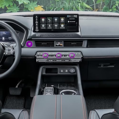 Image of for Honda 2026 Passport Interior Accessories, Aluminum Alloy one-Button Start Cover /Ring, air Conditioning knob, 5-piece Set (Purple)