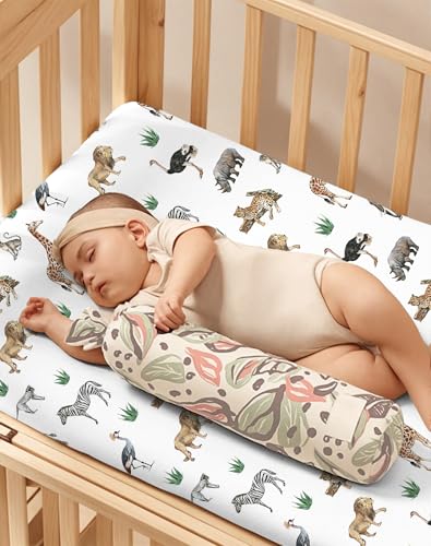 Image of Pack and Play Sheets 2 Pack, Fitted Jersey Knit Mini Crib Sheets for Baby Boys and Girls, Compatible with Graco Pack N Play and Mini Crib Mattress (Jungle Journey, Pack N Play /Mini Crib Sheets)