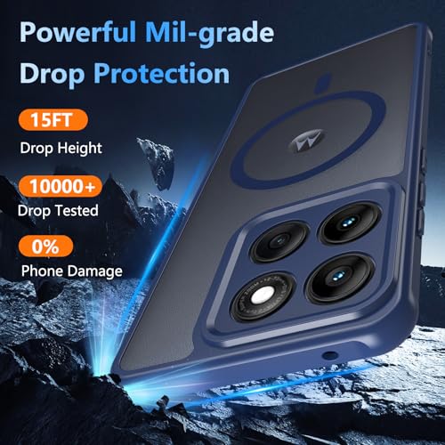 Image of For Motorola Edge 2025 Case,Magnetic [38 N52 Magnets] Military Grade Drop Protection moto edge 2025 case-Full Camera Protection Slim Matte Anti-Slip Phone Cover Protector For Motorola Edge 2025,Blue