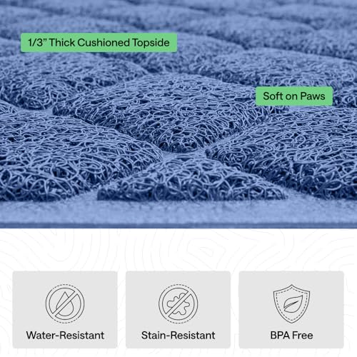 Image of Gorilla Grip Durable Cat Litter Mat (24x17), No Phthalate, Water Resistant, Traps Litter from Box and Cats, Scatter Control, Soft on Kitty Paws, Easy Clean Cat Mat (Navy Blue)
