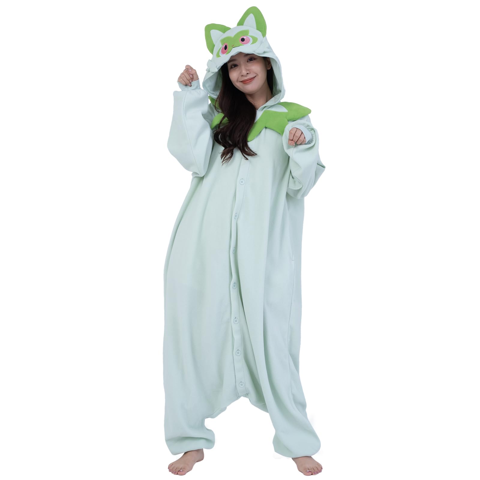 SAZAC Kigurumi - Pokemon - Sprigatito - Onesie Jumpsuit Halloween Costume (One Size)