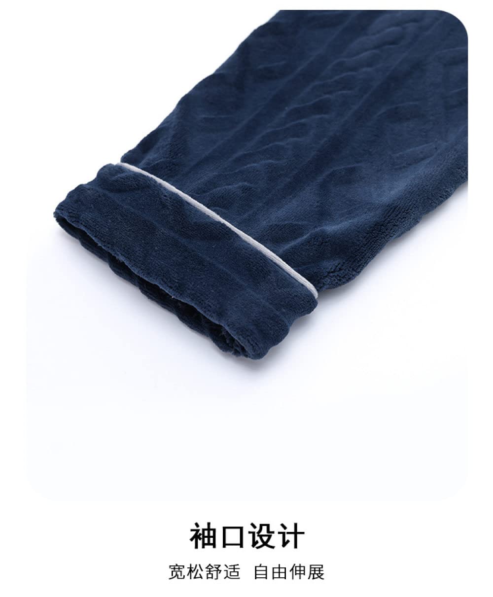 Accapatoio Adulti Uomo,Accappatoio Invernale Jacquard A Costine Blu Scuro Vintage Vestaglia In Flanella Collo A Scialle Unisex Accappatoio Da Doccia A Maniche Lunghe Loungewear Kimono Robe Per Uomo