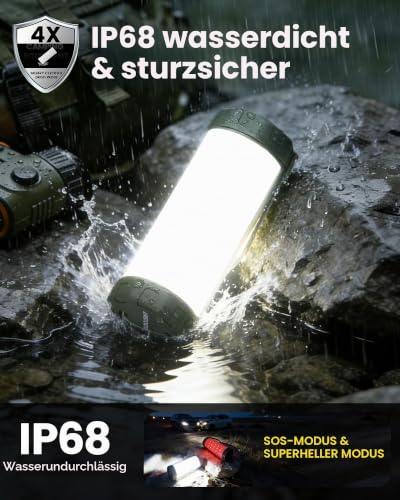 Glocusent Campinglampe Aufladbar, 5000mAh Camping Lampe 80 Std Dauer – Ansicht 4