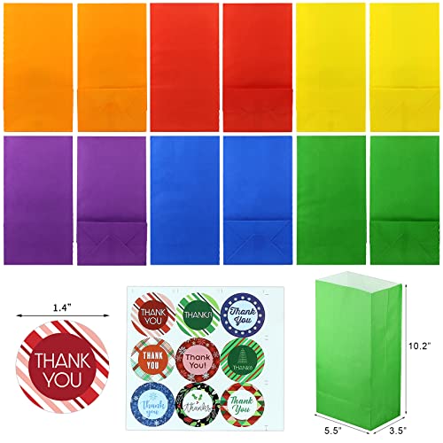 Mozrro Mix Color 12 Pack Gift Bags With Thankyou Sealing Stickers, Great For Christmas, Gifts, Lunch, Party, Sweets, Goodies, Retail & Tchotchkes 10.2" X 5.5" X 3.5" #TOP2