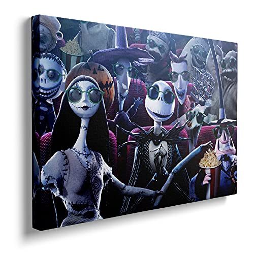 Jack Skellington Poster Canvas Framed Nightmare Before Christmas Kitchen Decor Cartoon Horror Movie Vintage Sign (12'x18', Style 2)
