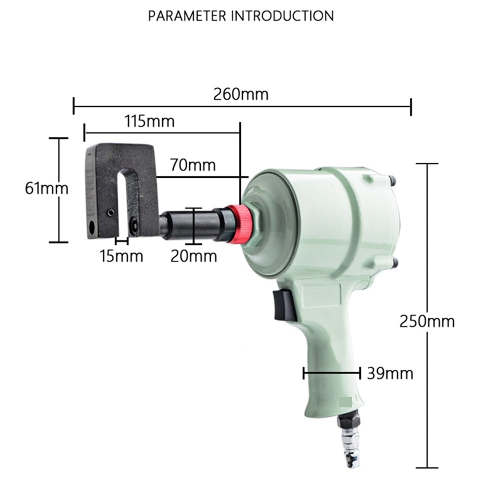 Pneumatisches Stanzen, Druckluftstanze for Löcher von 3,2 bis 6 mm Durchmesser, Werkzeug zur Lochherstellung(Punching head)