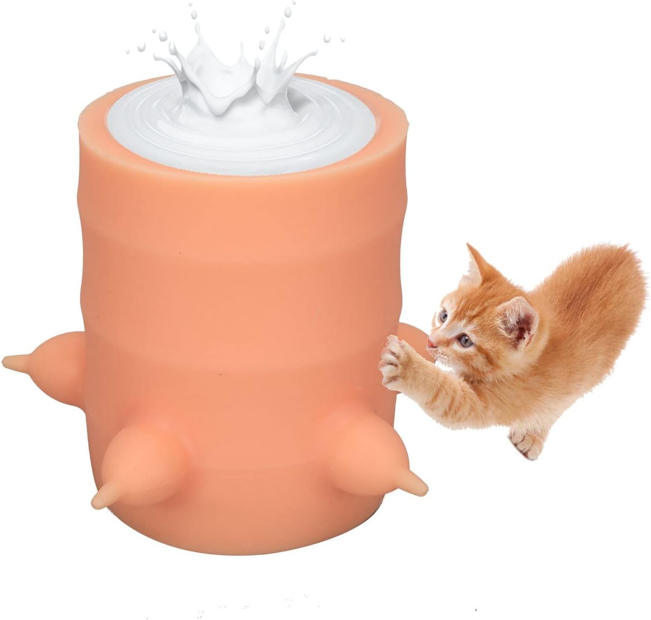 Generic 400ml Pet Milk Feeder, Food Grade Silicone Puppy Kitten Nursing Station with 4 Nipples Anti Flatulence Design, for Small Newborn Pets Multi Pacifier Feeding