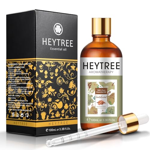 HEYTREE Aceite esencial de sándalo para ayudar a calmar la mente, apoyando los sentimientos de paz y concentración - Aroma exquisitamente suave y amaderado -Perfecto para la difusor, sueño, relajación