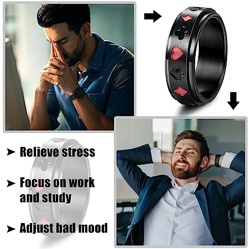 Besteel 16Pcs Stainless Steel Fidget Rings for Men Women Stress Anxiety Relief Rings Black Cool Chain Band Spinner Rings Set for Wedding Promise Mens Rings Pack3