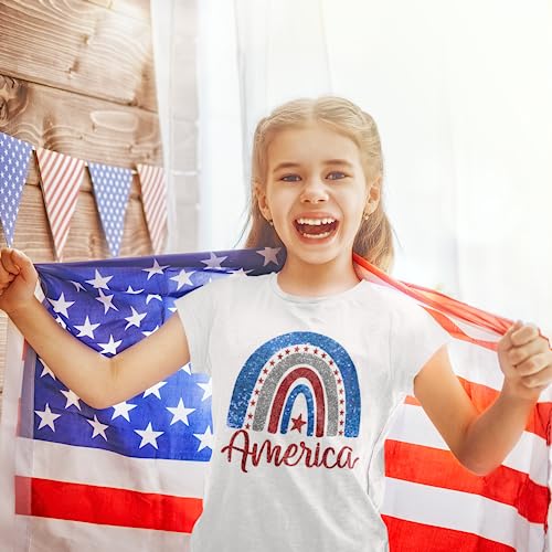 Image of 4th of July Shirts for Girls Patriotic American Flag Kids Clothing