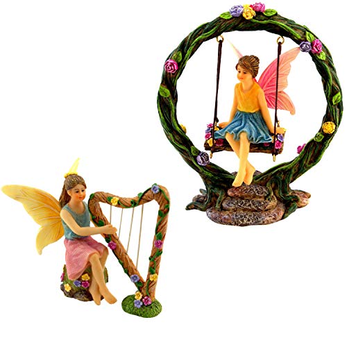 Preisvergleich Produktbild PRETMANNS Feengartenzubehör-Set 2 Miniatur-Figuren & Schaukel 4-teilig