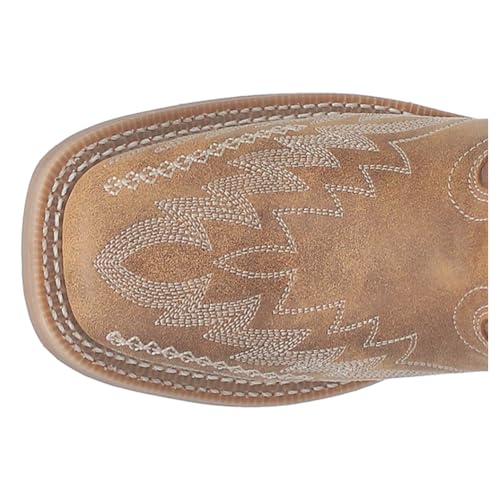 Laredo Womens Cheyenne Embroidered Square Toe Casual Boots Mid Calf Low Heel 1-2" - Brown4