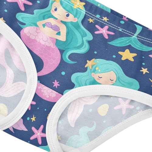 Wusikd Cute Mermaid Girls' Underwear Cotton Stars Girls Briefs Soft Toddler Underwear 2T4