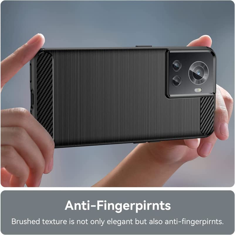 Image of NPRC Hybrid Ultra Slim Protective Case TPU Non-Slip Carbon Fiber Texture Shockproof Case Cover for Oneplus 10R - Black
