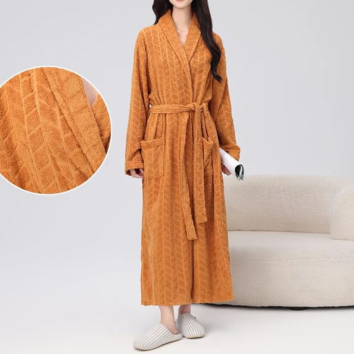 Dninmim Bata larga y cálida de algodón para hombre, para parejas, lisa, gruesa, informal, ropa de dormir para el hogar
