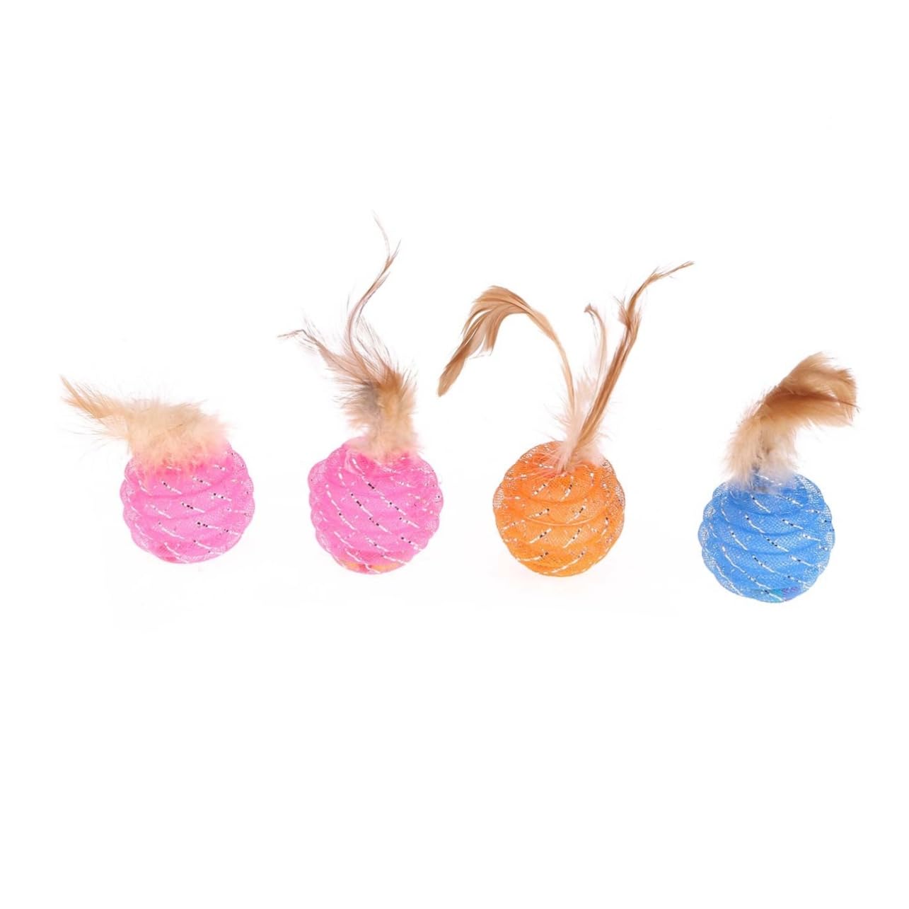 COLLBATH 4pcs Cat Balls Scratching Toys for Active Kittens Interactive Line Ball Toy for Training and Exercise Random Colors