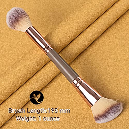 Image of Foundation Makeup Brush, Double Ended Makeup Brushes for Blending Liquid Powder, Concealer Cream Cosmetics, Blush brush B02-Brown, 1 - Pcs