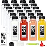 10oz Empty Juice Bottles with Caps, Pack of 24 Reusable PET Plastic Clear Water Bottle Recyclable...