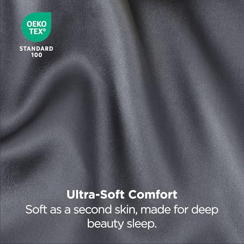 image for Bedsure Satin Pillowcase for Hair and Skin Queen - Space Grey Silky Pi
