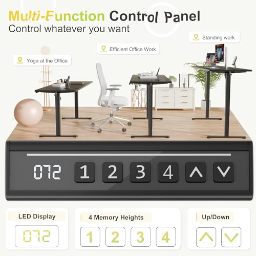Image of Furmax 63 Inches Electric Standing Desk, Home Office Desk with Phone Holder
