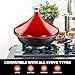NutriChef Moroccan Tagine Pot for Cooking - Premium Cast Iron Cooking Pot with Stainless Steel Knob and Red Cone-Shaped Porcelain Enameled Lid - 11.6