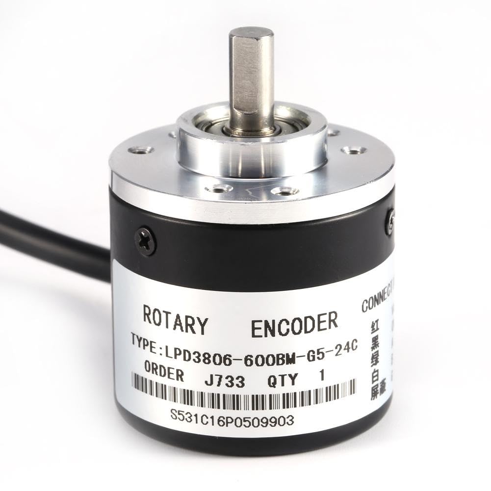 DEWIN Inkremental Drehgeber, 600P/R Photoelektrischer Rotary Encoder 5V-24V AB 2-Phasen Welle 6mm