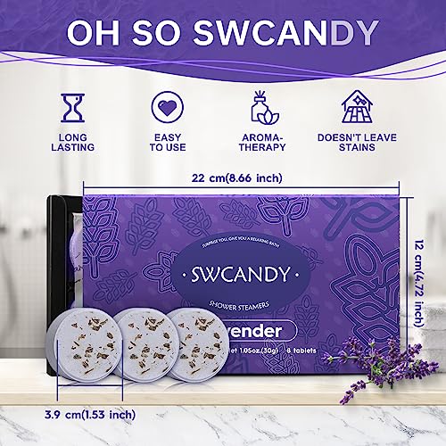 Image of SWCANDY Shower Steamers Aromatherapy Travel Essentials Birthday Gifts for Women, Lavender 8 Pcs, Bath Bombs Shower Bombs with Natural Essential Oils, Relaxation Home SPA
