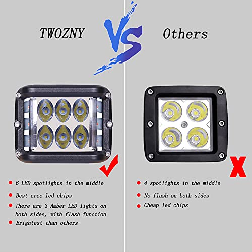 Twozny Side Shooter Lights Led Pod Lights With Dual Side Red Drl Strobe 4Inch Off Road Flood Spot Driving Light For Jeep Truck Suv Atv Utv 4X4 Boat #TOP2