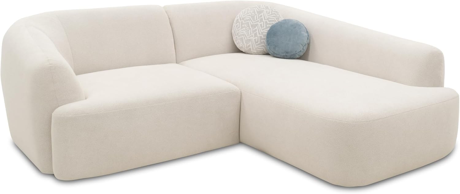 DOMO. collection Ecksofa Ansina, Taschenfederkern, Creme | Longchair rechts mit Taschenfederkern, komfortable Polsterecke in L-Form, 216 x 196 x 76 cm (BxTxH)