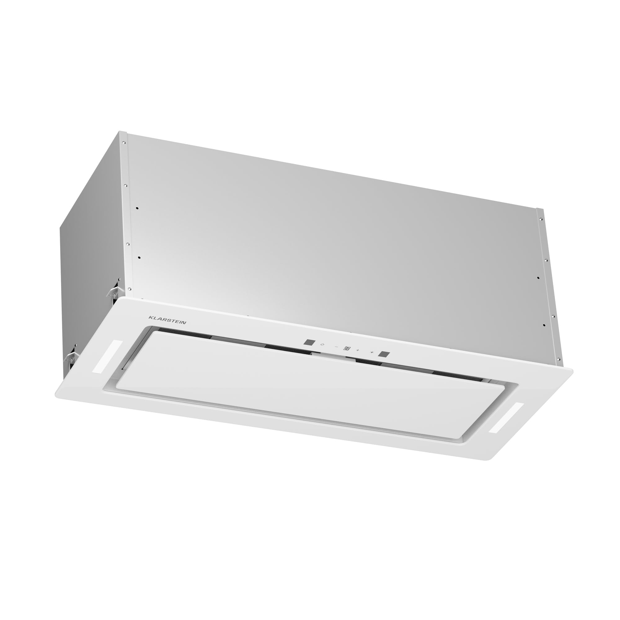 Klarstein Hotte Aspirante Encastrable 72 cm, Hotte Aspirante Silencieuse, de Cuisine avec Lampes LED, Débit d'Air Puissant 466 m³/h, Minuterie, Commandes Tactiles, avec Évacuation