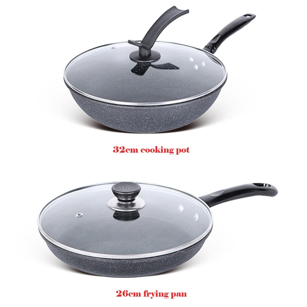 Hellgraues Kochgeschirr-Set, Suppentopf-Set, Bratpfanne, Milchtopf, Kochtopf, Pfanne, Antihaft-Pfannen-Set, Schmortopf, Wok