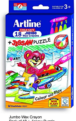 Artline Jumbo Wax Crayon -Pack of 18 + Jigsaw Puzzle