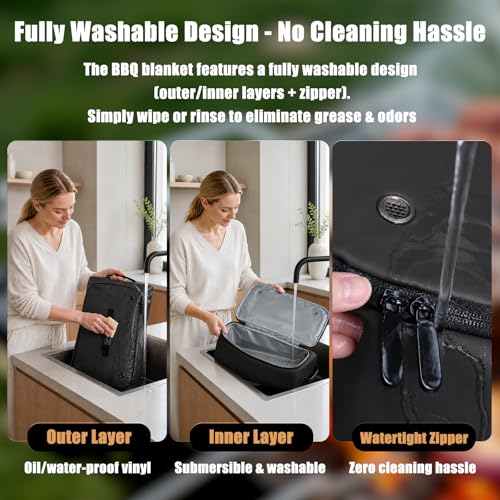 Image of BBQ Blanket for Resting Meat, 270 Opening Leak-Proof Insulated Meat Resting Bag with Butcher Paper, BBQ Brisket Blanket for Pork Shoulder /Steak /Turkey, Smoker Grilling Accessories Gifts for Men /Dad