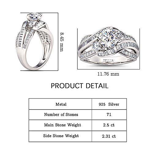 Jeulia Engagement Rings for Women Sterling Silver Three Stone Round Cut Intertwined Ring Cubic Zirconia Diamond Crossover Statement Ring Set Wedding Anniversary Promise Bridal Set with Gift Box2
