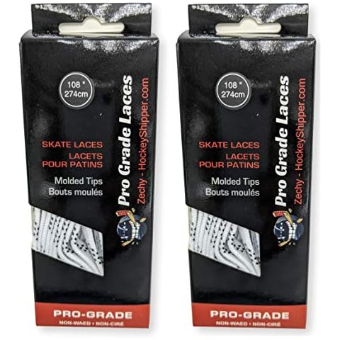 zechy Hockey Laces Non Waxed - Unwaxed Laces Specifically Made for Skates - Two Pairs - Sizes (72, 84, 96, 108, 120, 130) (White, 108") Cover