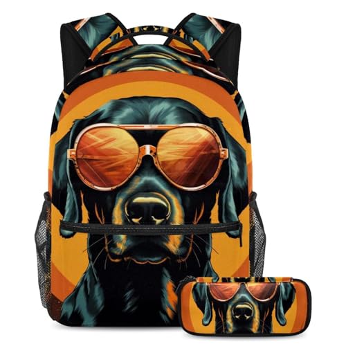Sac à dos polyvalent pour l'école et sorties quotidiennes avec lunettes rétro cool dog stylées