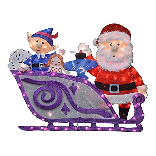 PRODUCTWORKS 42 Rudolph Santa and Misfit Toys Sleigh Yard Art