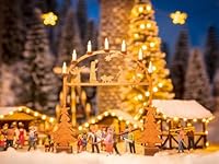 NOCH Weihnachtsmarkt-Eingangsbogen, mit Laser-Cut Technik, 7,6 x 1 cm und 7,9 cm hoch für die Spurweiten H0 ideal für Weihnachtsmärkte