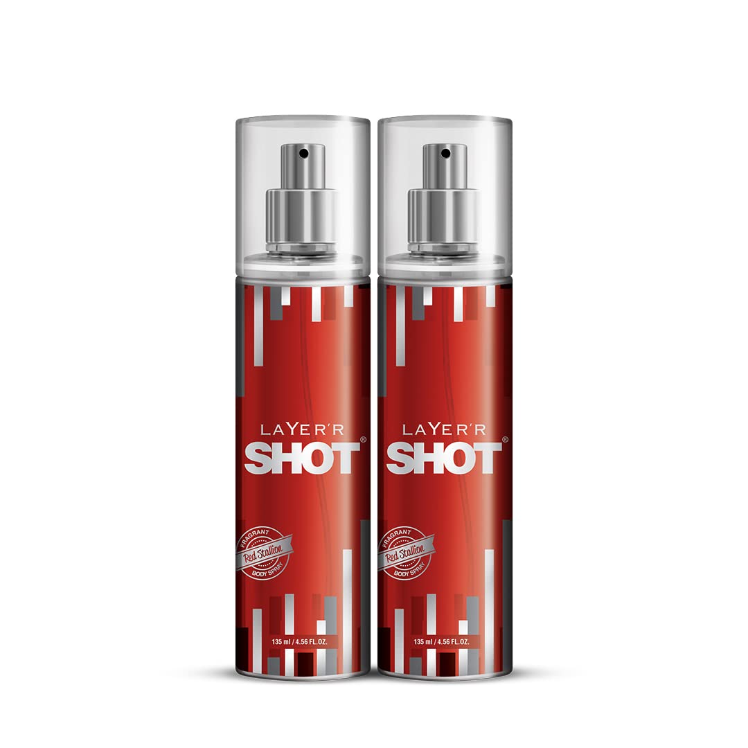 Layer'r Shot Red Stallion Fragrant Body Spray for Men | Long Lasting Fragrance (135ml) (Pack of 2)