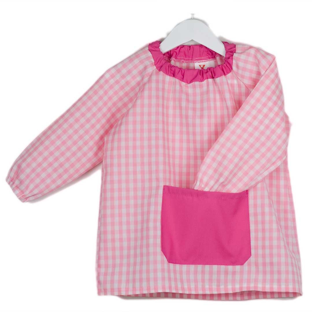 Tablier Blouse sans Boutons pour Enfants à Carreaux École Travaux Manuels