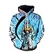NIANYU Unisex Kapuzenpullover 3D Bedruckte Hoodie Langarm Sweatshirt mit Taschen für Damen Herren S