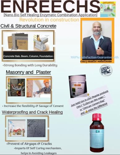 Image of Nano.Bio's Enzymatic Concrete Booster| self-healing,self-Curing & Water proofing Additive for cement, Increase strength & Durability | Technology for Eco-Smart Construction| NBA01CCB01 Pack of 1