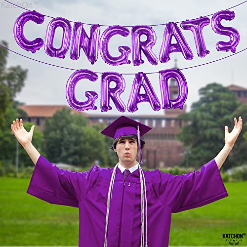 Image of KatchOn, purple Congrats Grad Balloons - 16 Inch | Congrats Grad Banner For Graduation Decorations 2026 | Congratulations Banner For 2026 Graduation Decorations | purple Graduation Balloons