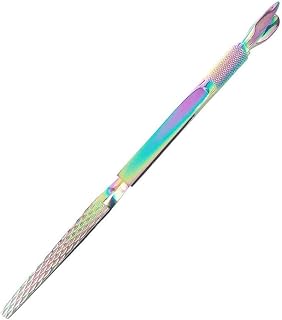 Strong Stainless Steel Nail Pincher Multi-Function Nail Pinching Tool Nail Art Clips C-Curve Pincher Cuticle Cutter Pusher False Nail Shaping Tweezers Manicure Gel Nail Acrylic Remover - Rainbow